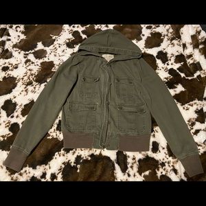 distressed navy green jacket